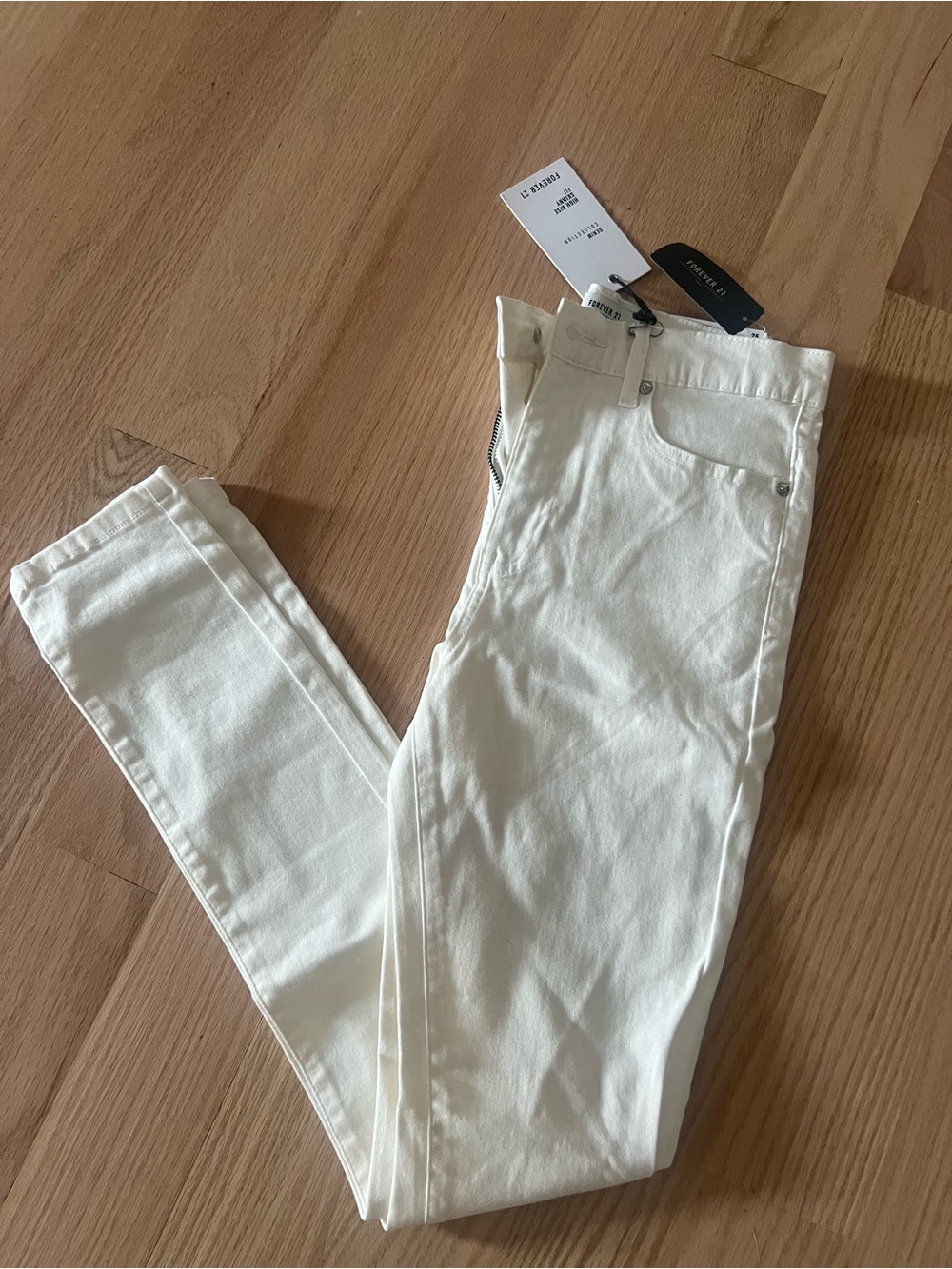 Forever 21 White Skinny High-Rise Jeans